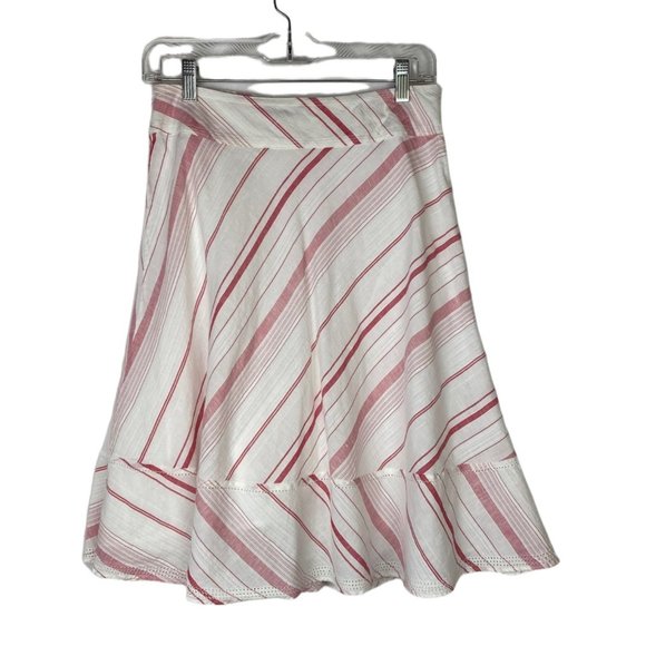 Banana Republic Women's Skirt White Strawbery Flared Bottom Eyelet Trim Size 4 - Picture 1 of 8